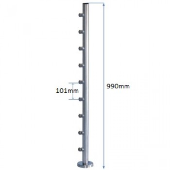 48.3mm o/d x 2.0mm Upright Post-9 row***12mm*** Bar Holders -Grade 316 